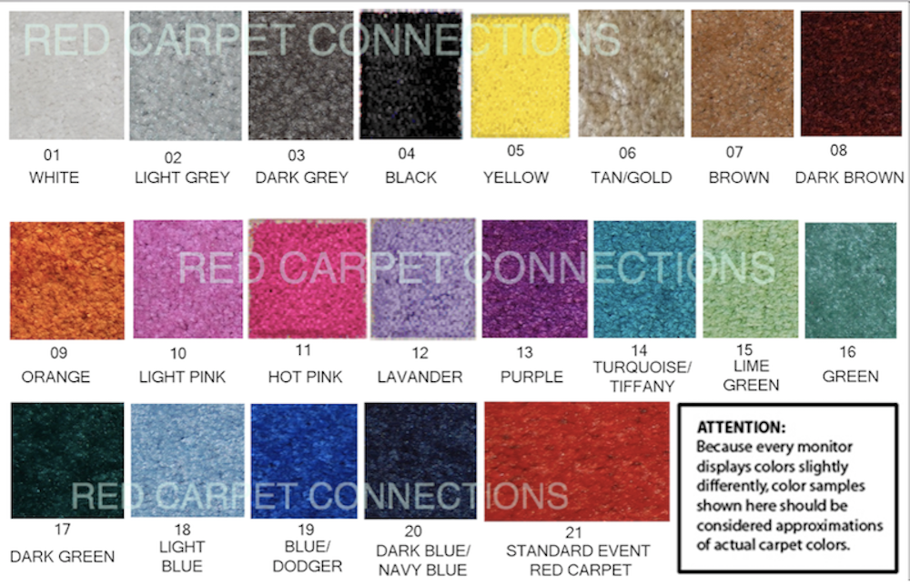Event Carpet Color Options